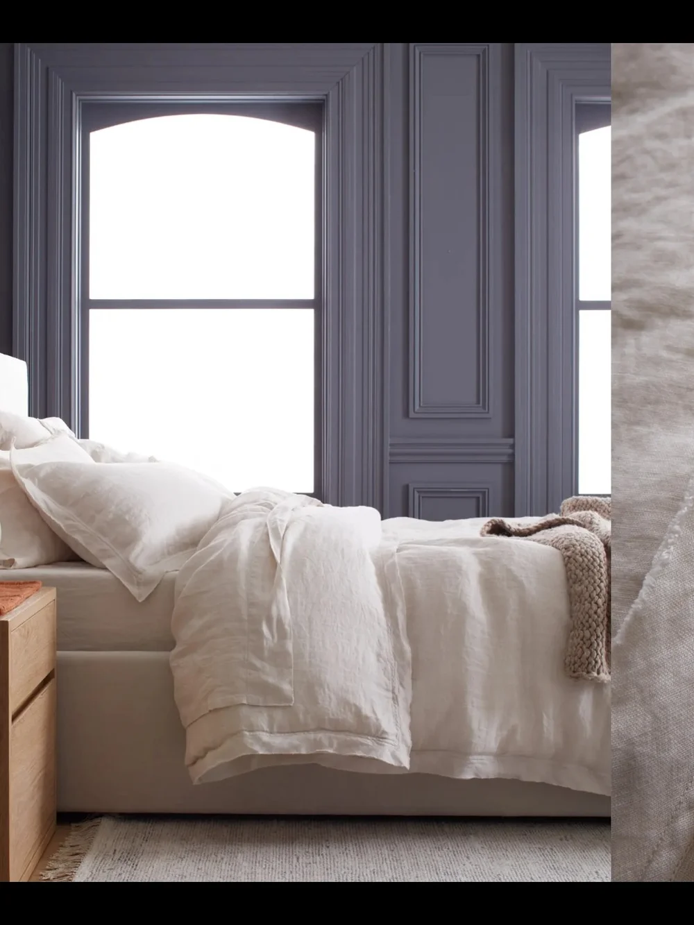 Quince European Linen Double Flange Duvet Set With Shams King Cal King Sand